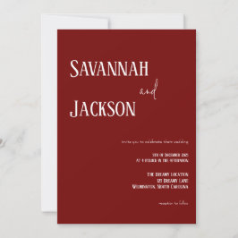Convite Cranberry Red Modern Elegant Wedding Invitation