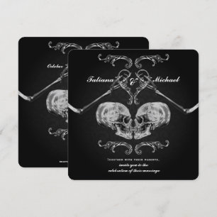 Convite "Cranio Apaixonado" Esqueletos Vintage Casamento N