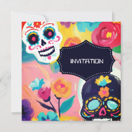 Convite Crânio de açúcar Colorido do Dia De Los Muertos
