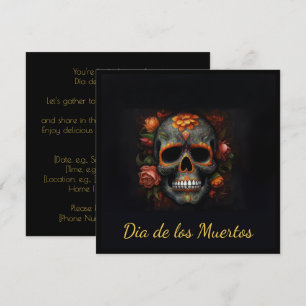 Convite Cranio de Açúcar Floral Dia de los Muertos Calaver