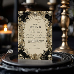 Convite Crânio de Elegância Escura e Celebração de Hallowe