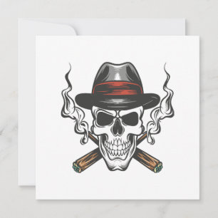 Convite Crânio de gângster com chapéu fedora