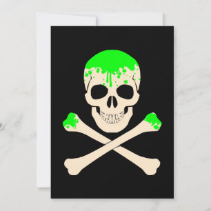 Convite crânio de halloween ossos cruzados slime esqueleto