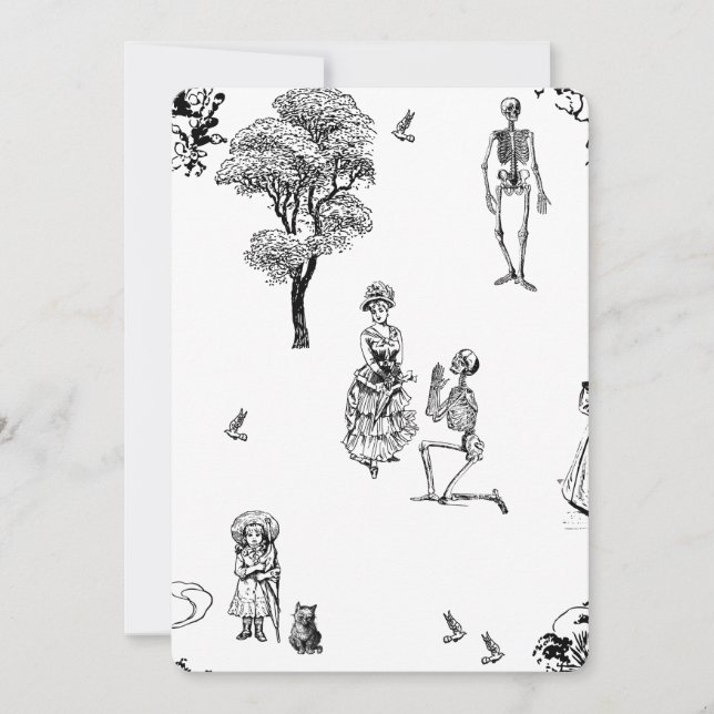 Convite crânio de toile esqueleto vitoriano de halloween (Frente)