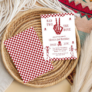 Convite Crânio Esqueleto Mau até os Ossos 2º Aniversário