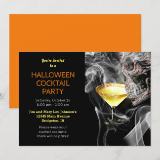 Convite Crânio estampando Martini Halloween