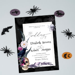Convite Crânio Floral Casamento de Halloween