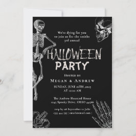 Convite Crânio Gótico do Partido Adulto do Halloween