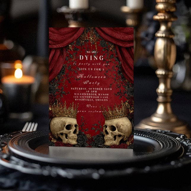 Convite Crânio gótico e celebração do Dia das Bruxas de Ro (Criador carregado)