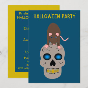 Convite Crânio Gótico e Halloween Rato Personalizados
