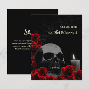Convite Crânio gótico e Rosa Placa de Proposta Bridesmaid