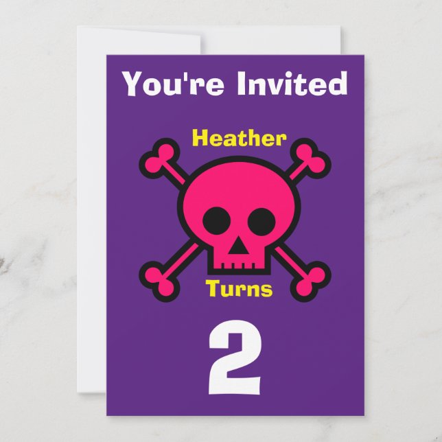Convite Crânio Personalizado - Aniversário - adici (Frente)