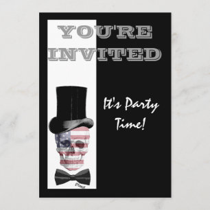 Convite Crânio steampunk gótico patriótico americano