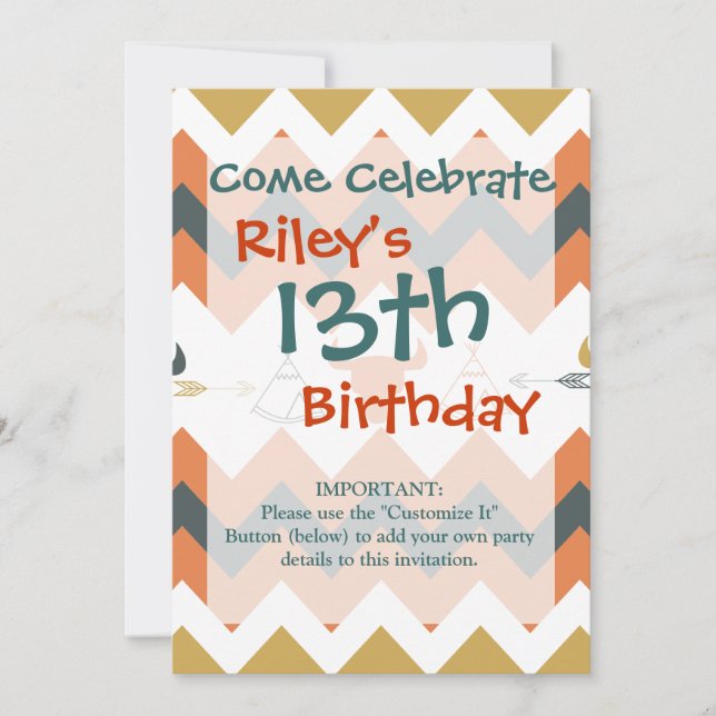 Convite Crânios de setas do Chevron Americano Nativo (Frente)