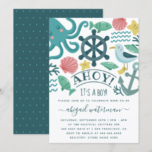 Convite Crânios do Mar Náutico em Cute é um Chá de fra