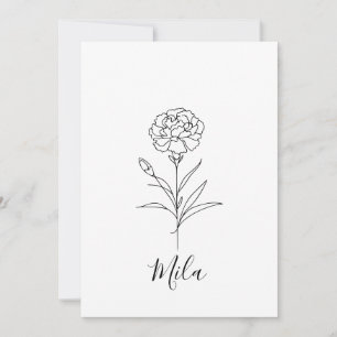 Convite Cravo de Janeiro Personalizado Flor de Nascimento