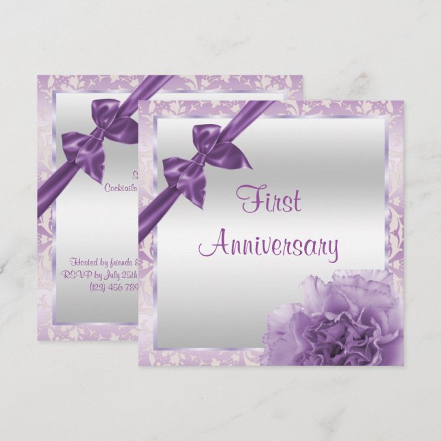 Convite Cravo Elegante & Arco 1º Aniversário de Casamento (Frente/Verso)