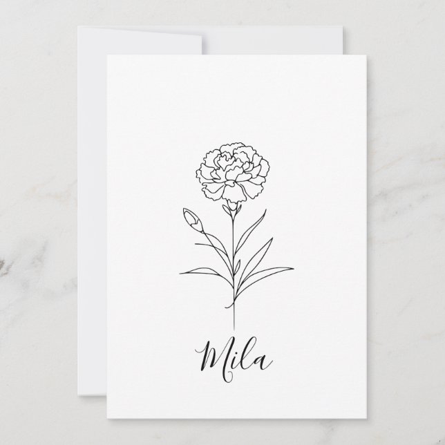 Convite Cravo Personalizado de Janeiro Flor de Nascimento (Frente)
