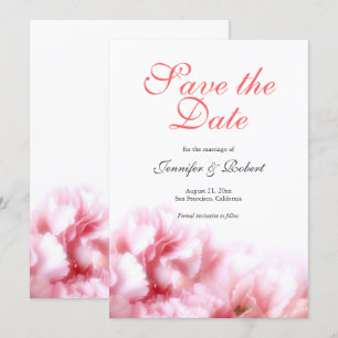 Convite Cravos Românticos Rosa Guardam a Data