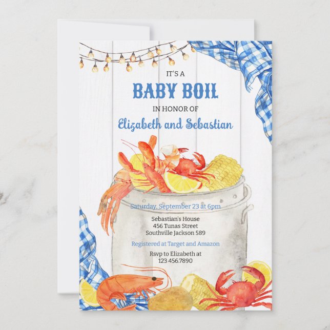 Convite Crawfish Boil Baby Shower Invitation (Frente)
