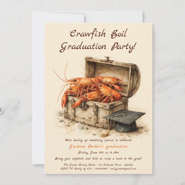 Convite Crawfish Boil Graduation Party | Southern Style  (Frente)