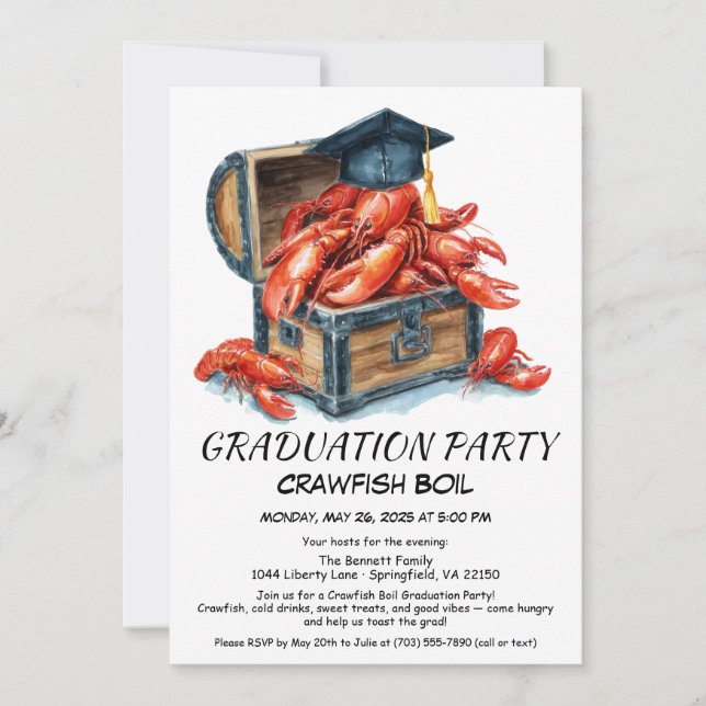 Convite Crawfish Boil Graduation Party | Southern Style  (Frente)