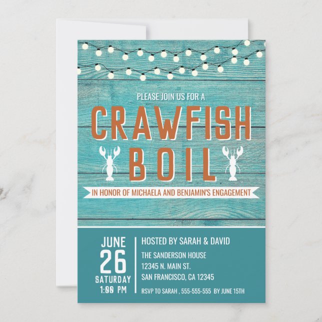 Convite Crawfish Boil Special Event Blue Festa de noivado (Frente)