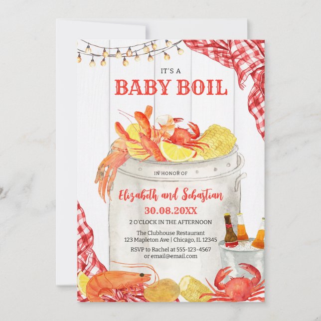 Convite Crawfish Seafood Boil Baby Shower Invitation (Frente)