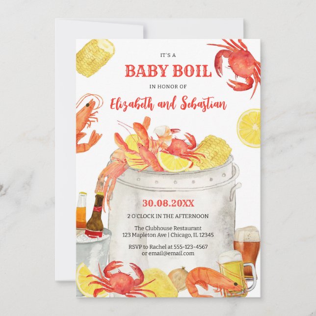 Convite Crawfish Seafood Boil Baby Shower Invitation (Frente)