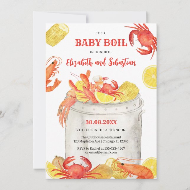 Convite Crawfish Seafood Boil Baby Shower Invitation (Frente)