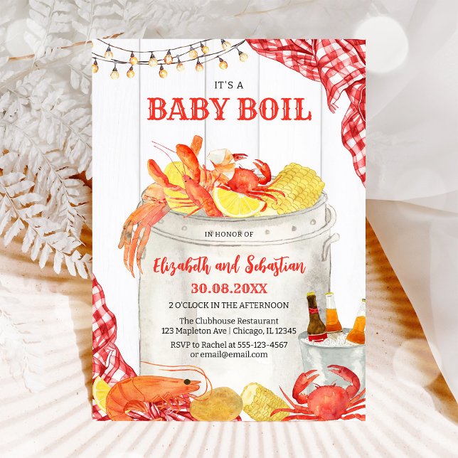 Convite Crawfish Seafood Boil Baby Shower Invitation (Criador carregado)