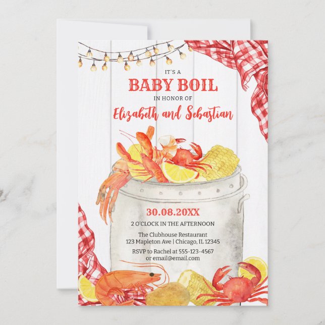 Convite Crawfish Seafood Boil Baby Shower Invitation (Frente)