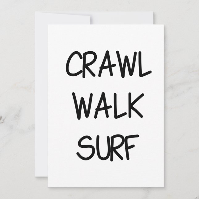 Convite Crawl Walk Surf com Fonte Preta (Frente)