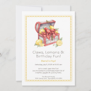 Convite Crayfish & Lemon Treasure Chest Birday