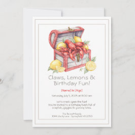 Convite Crayfish & Lemon Treasure Chest Birthday