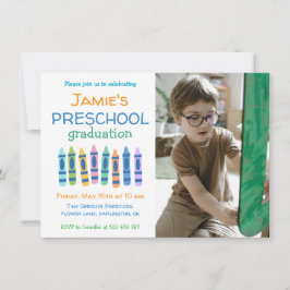 Convite Crayon Photo Preschool Graduation Invitation