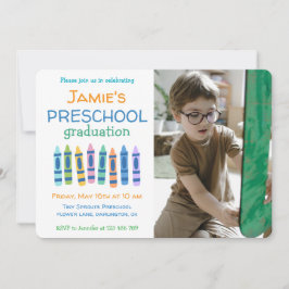 Convite Crayon Photo Preschool Graduation Invitation