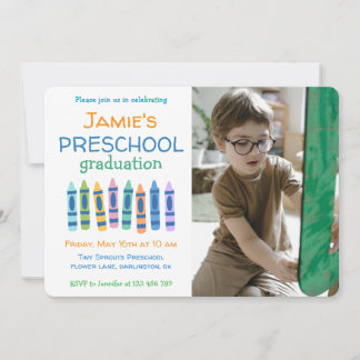 Convite Crayon Photo Preschool Graduation Invitation
