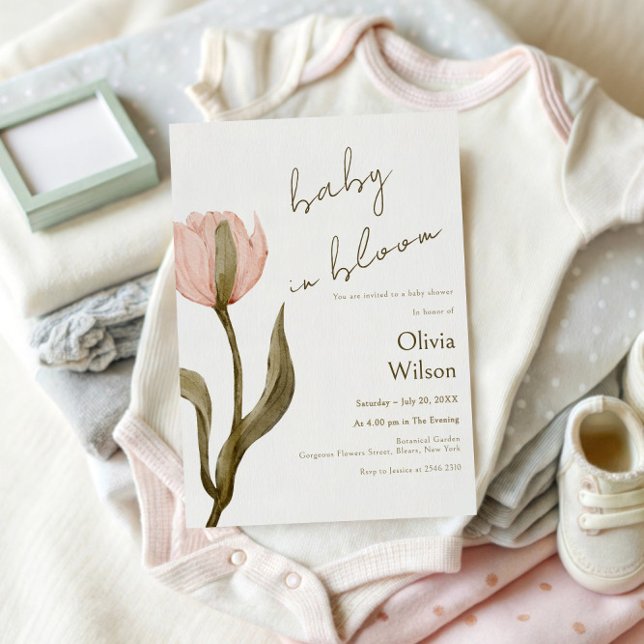 Convite Cream and Pink Watercolor (Criador carregado)