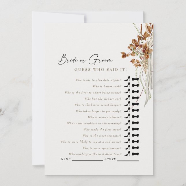 Convite Cream Boho Adivinha Quem Disse Isso Jogo De Chá (Frente)