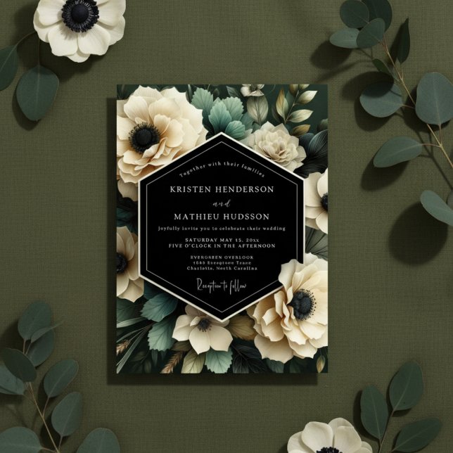 Convite Cream Botanical Bloom Wedding (Criador carregado)
