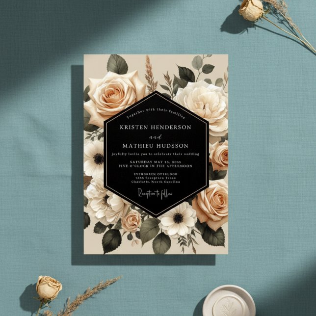 Convite Cream Botanical Enchantment Wedding (Criador carregado)