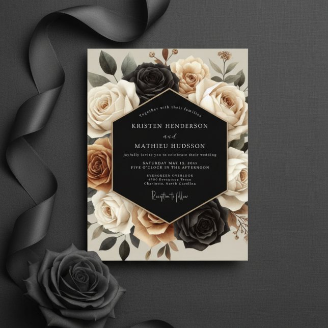 Convite Cream Botanical Opulent Wedding (Criador carregado)