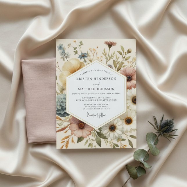 Convite Cream Botanical Whimsy Wedding (Criador carregado)