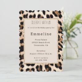 Convite Cream Brown Black Leopard Dourado Glitor