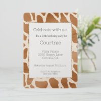 Cream Brown Safari Giraffe Animal Print Aniversári