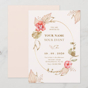 Convite Cream calmo elegante floral