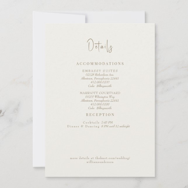 Convite Cream Detalhes do Casamento Queda Foliage Enclosur (Frente)