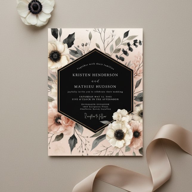 Convite Cream Ethereal Bloom Wedding (Criador carregado)