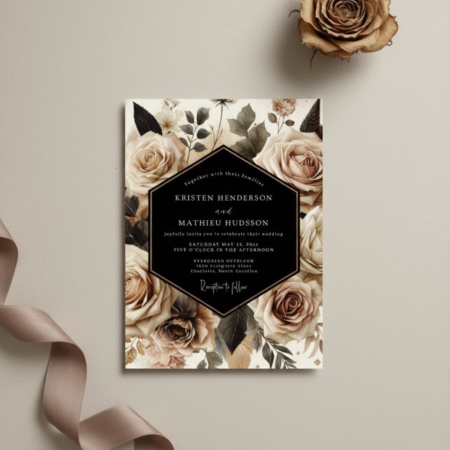 Convite Cream Ethereal Blossom Wedding (Criador carregado)